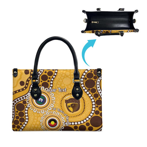 Hawthorn NAIDOC 2026 Personalised Leather Bag 50 Years of Deadly Aboriginal Art