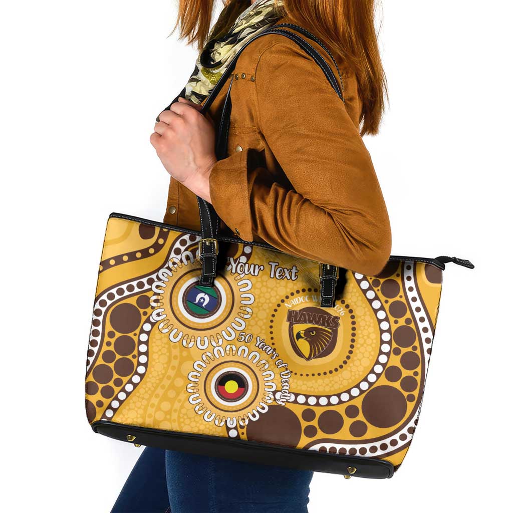 Hawthorn NAIDOC 2026 Personalised Leather Tote Bag 50 Years of Deadly Aboriginal Art