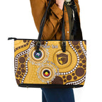 Hawthorn NAIDOC 2026 Personalised Leather Tote Bag 50 Years of Deadly Aboriginal Art