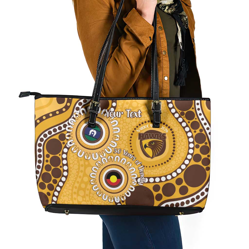 Hawthorn NAIDOC 2026 Personalised Leather Tote Bag 50 Years of Deadly Aboriginal Art