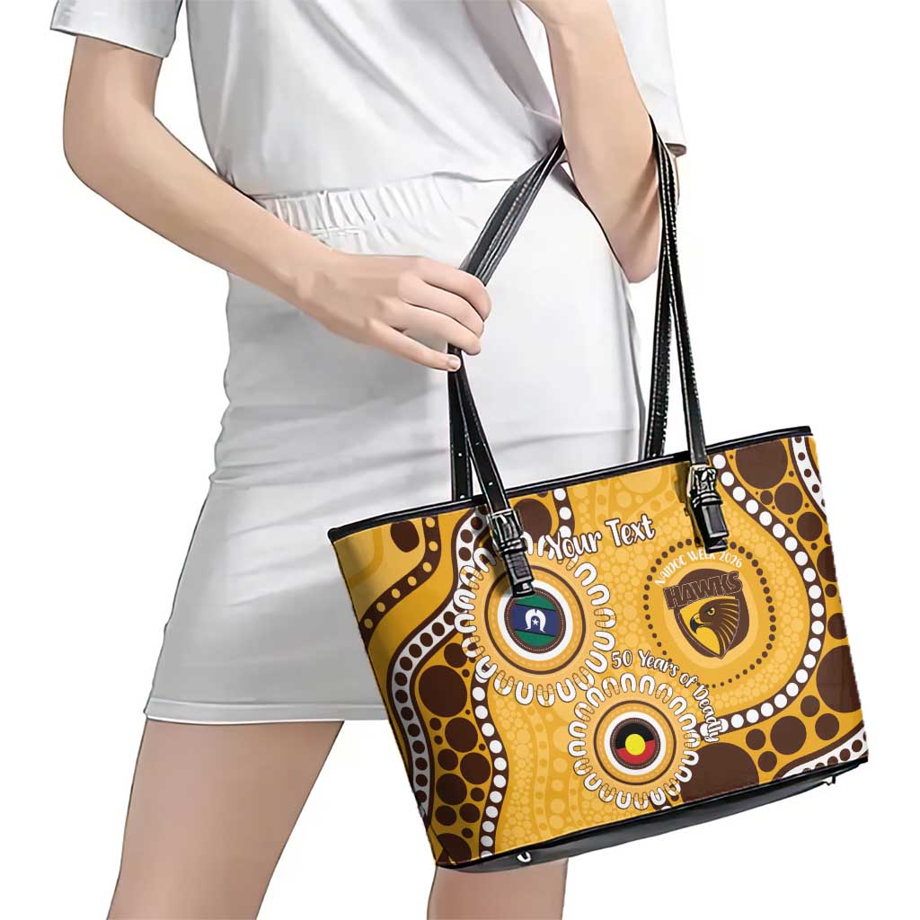 Hawthorn NAIDOC 2026 Personalised Leather Tote Bag 50 Years of Deadly Aboriginal Art
