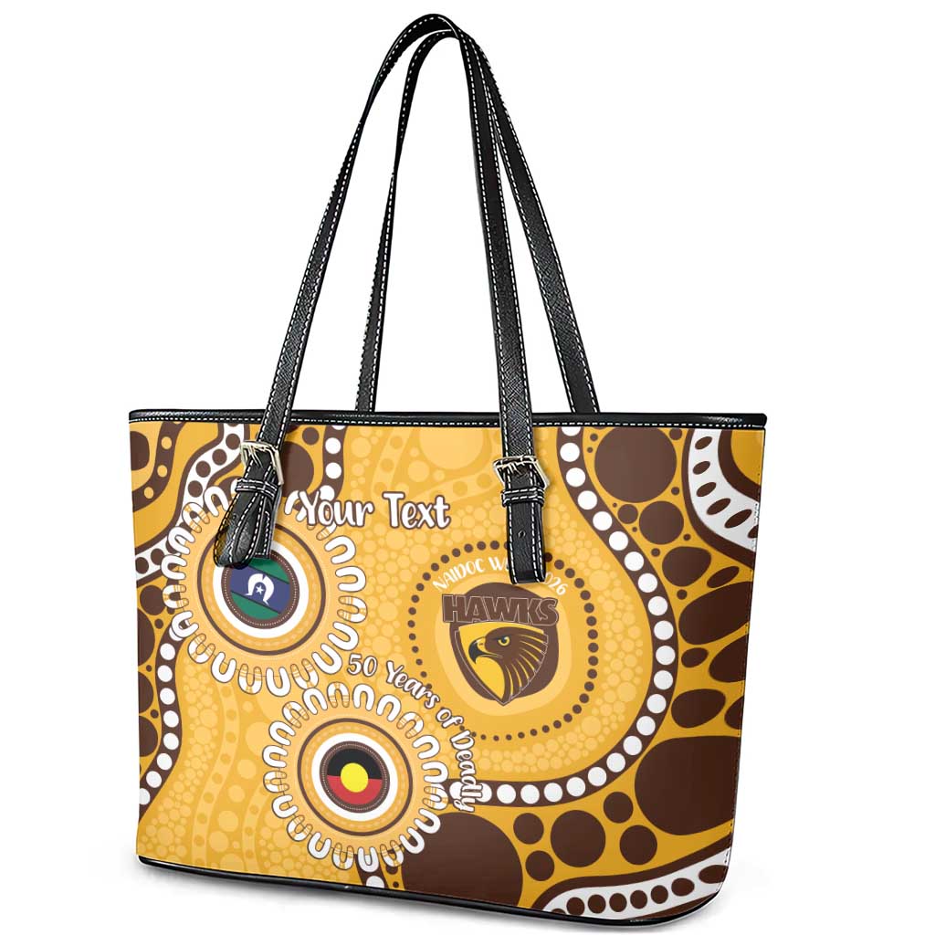 Hawthorn NAIDOC 2026 Personalised Leather Tote Bag 50 Years of Deadly Aboriginal Art