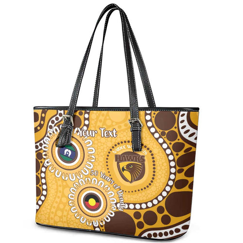 Hawthorn NAIDOC 2026 Personalised Leather Tote Bag 50 Years of Deadly Aboriginal Art