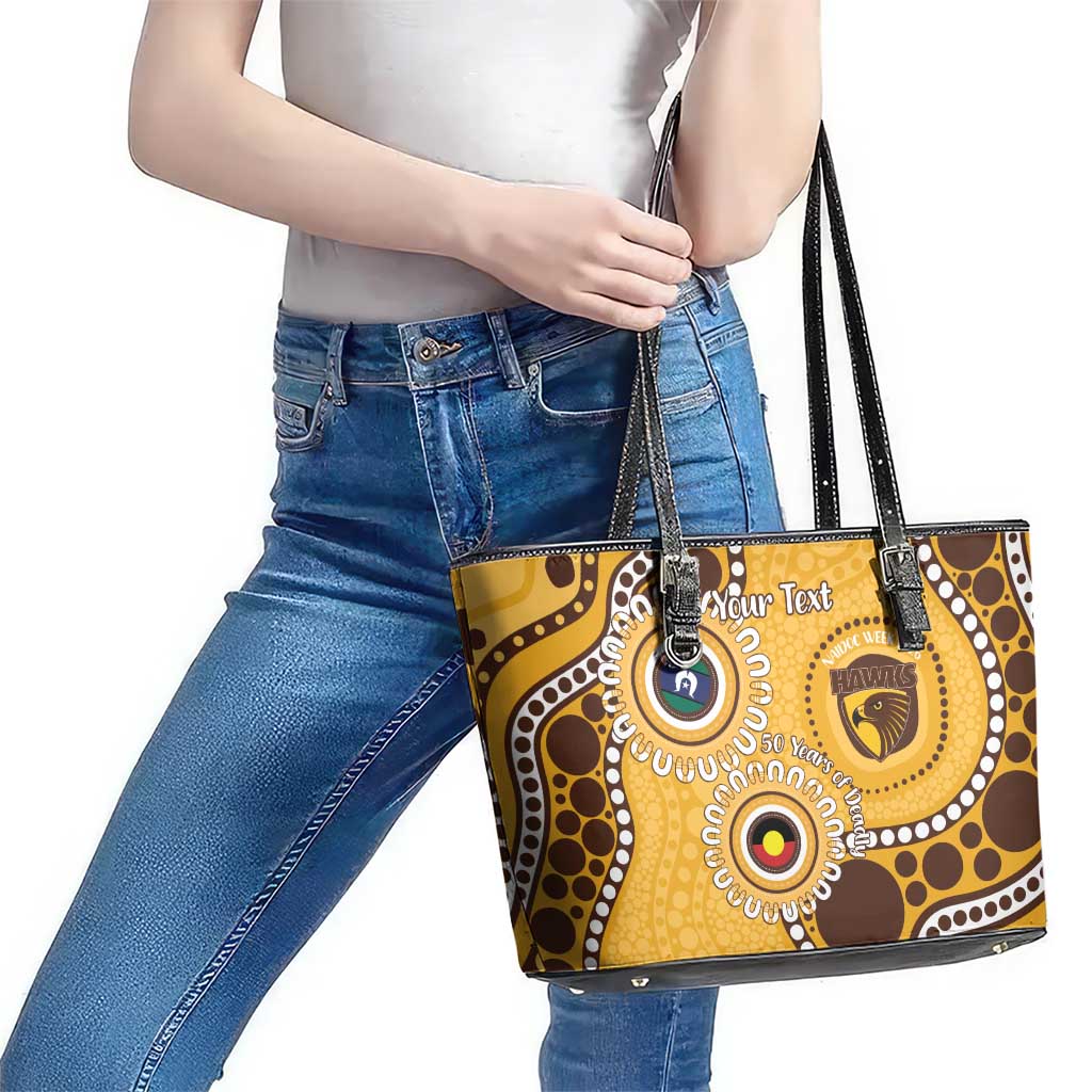 Hawthorn NAIDOC 2026 Personalised Leather Tote Bag 50 Years of Deadly Aboriginal Art