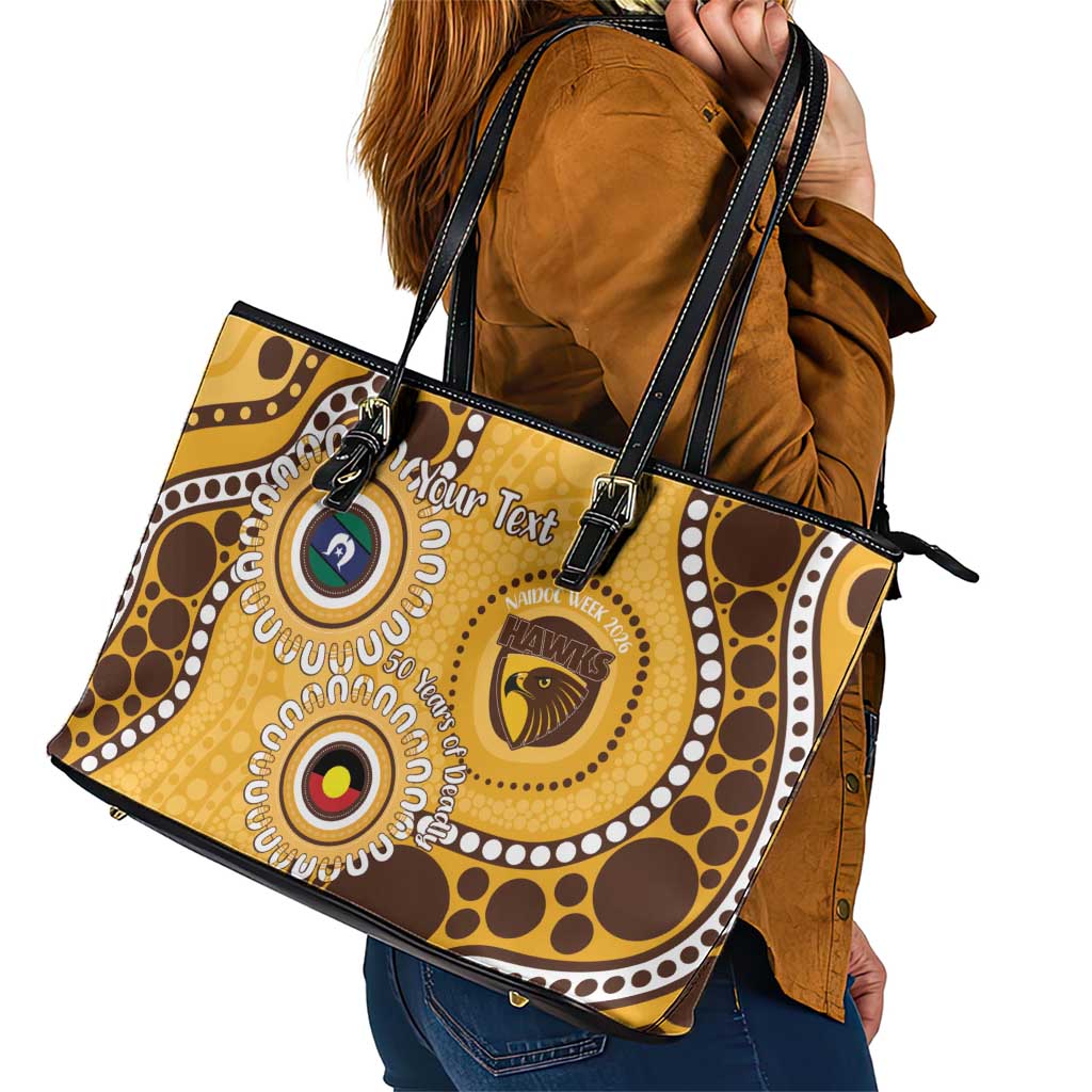 Hawthorn NAIDOC 2026 Personalised Leather Tote Bag 50 Years of Deadly Aboriginal Art