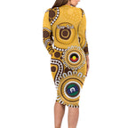 Hawthorn NAIDOC 2026 Personalised Long Sleeve Bodycon Dress 50 Years of Deadly Aboriginal Art