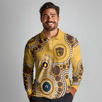 Hawthorn NAIDOC 2026 Personalised Long Sleeve Polo Shirt 50 Years of Deadly Aboriginal Art