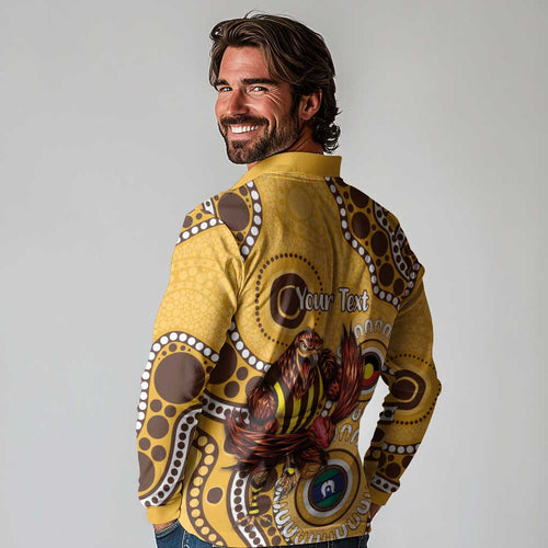 Hawthorn NAIDOC 2026 Personalised Long Sleeve Polo Shirt 50 Years of Deadly Aboriginal Art