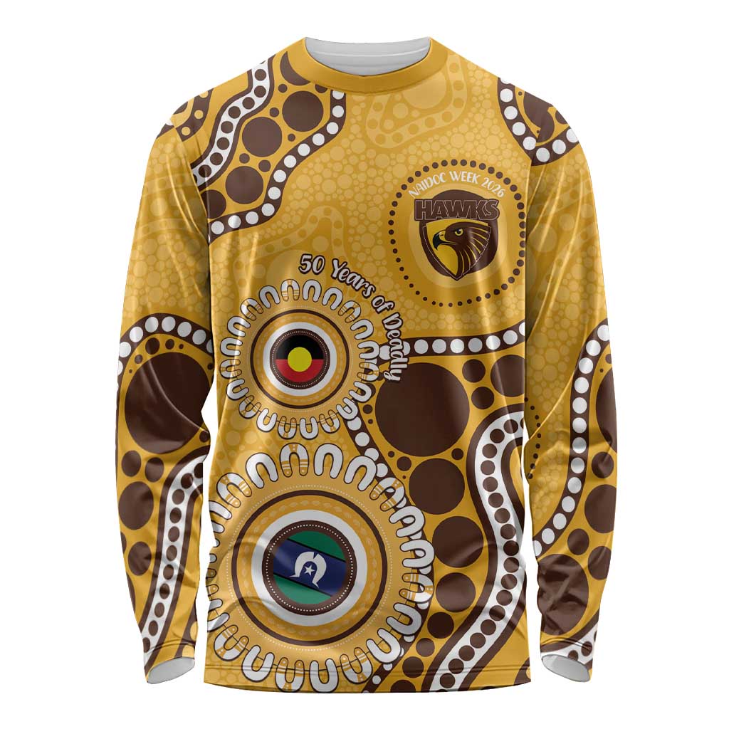 Hawthorn NAIDOC 2026 Personalised Long Sleeve Shirt 50 Years of Deadly Aboriginal Art