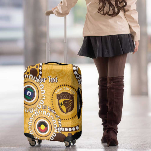 Hawthorn NAIDOC 2026 Personalised Luggage Cover 50 Years of Deadly Aboriginal Art