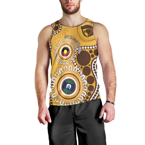 Hawthorn NAIDOC 2026 Personalised Men Tank Top 50 Years of Deadly Aboriginal Art