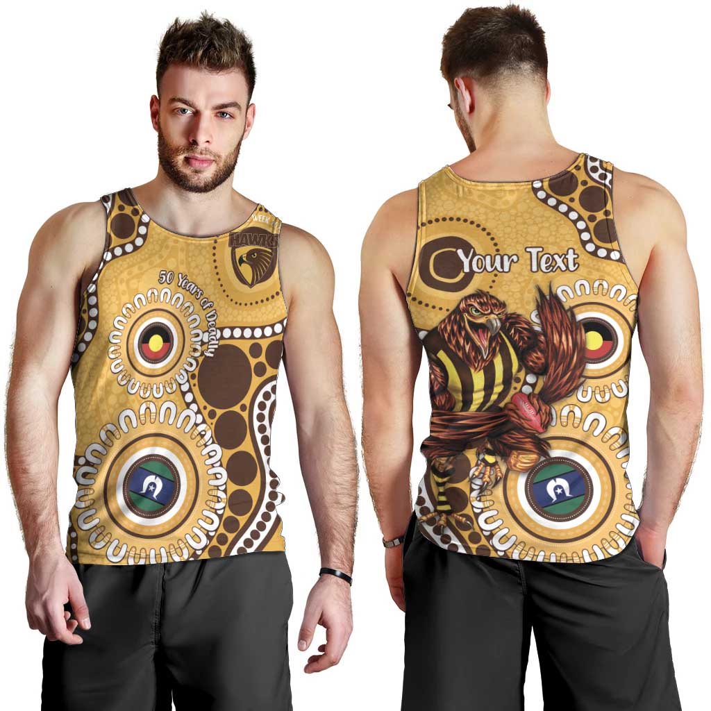 Hawthorn NAIDOC 2026 Personalised Men Tank Top 50 Years of Deadly Aboriginal Art