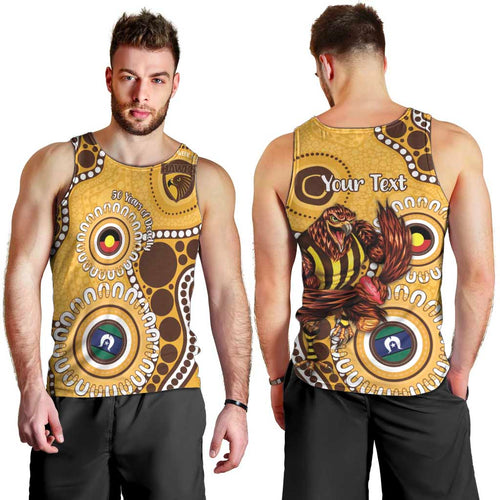 Hawthorn NAIDOC 2026 Personalised Men Tank Top 50 Years of Deadly Aboriginal Art
