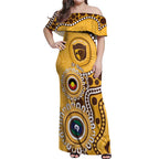 Hawthorn NAIDOC 2026 Personalised Off Shoulder Maxi Dress 50 Years of Deadly Aboriginal Art