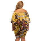 Hawthorn NAIDOC 2026 Personalised Off Shoulder Short Dress 50 Years of Deadly Aboriginal Art