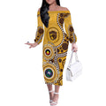 Hawthorn NAIDOC 2026 Personalised Off The Shoulder Long Sleeve Dress 50 Years of Deadly Aboriginal Art