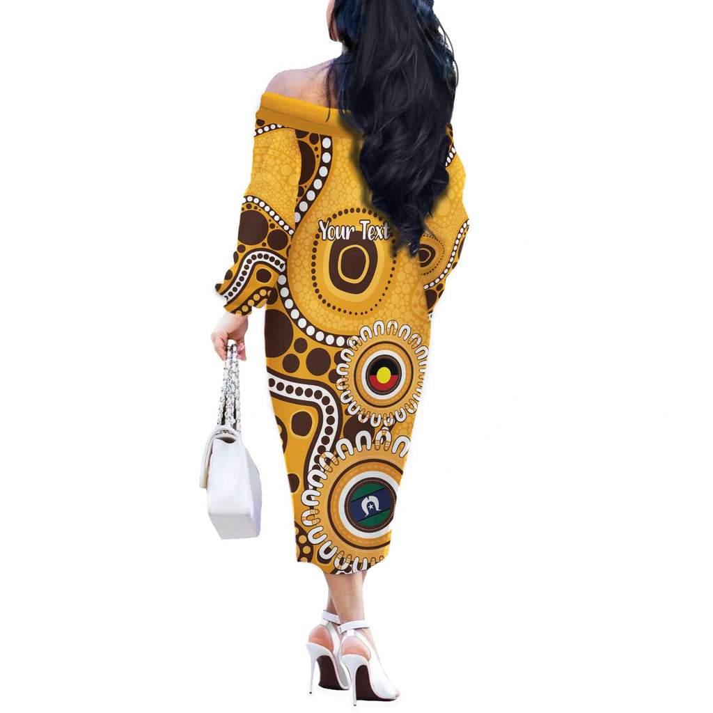 Hawthorn NAIDOC 2026 Personalised Off The Shoulder Long Sleeve Dress 50 Years of Deadly Aboriginal Art