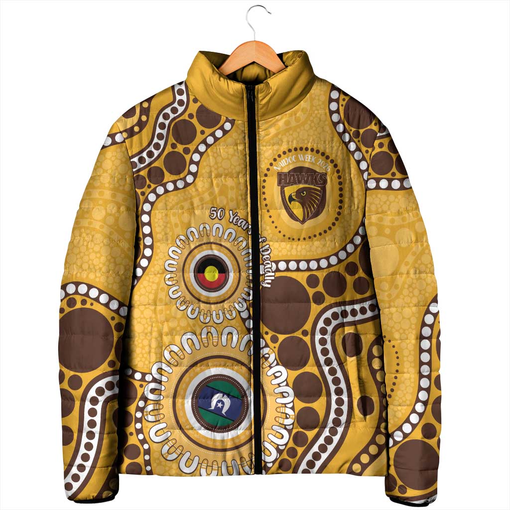 Hawthorn NAIDOC 2026 Personalised Padded Jacket 50 Years of Deadly Aboriginal Art