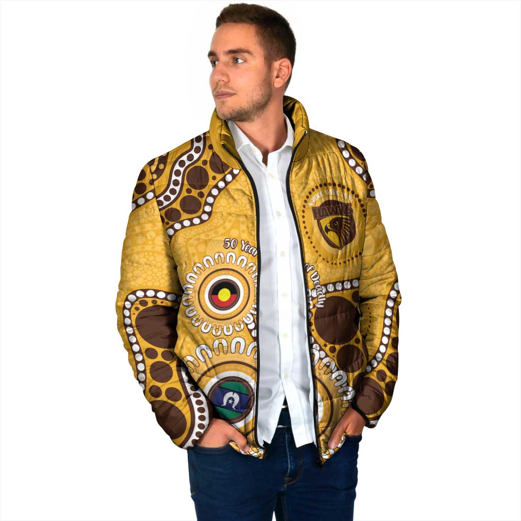 Hawthorn NAIDOC 2026 Personalised Padded Jacket 50 Years of Deadly Aboriginal Art