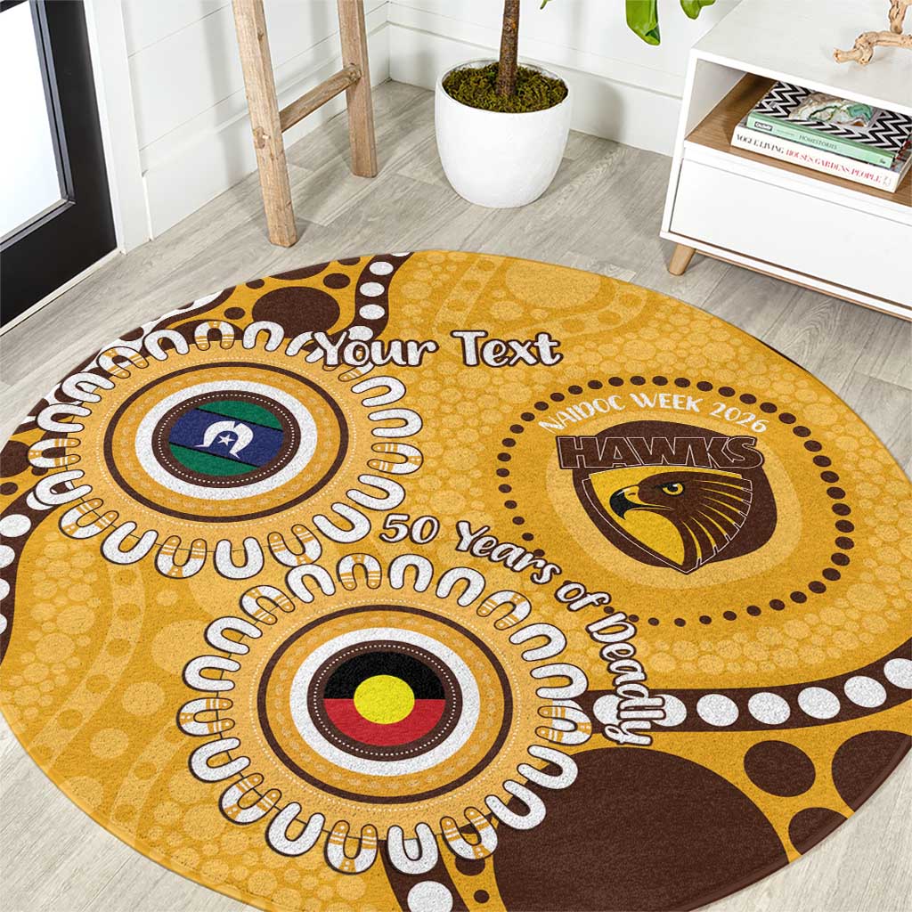 Hawthorn NAIDOC 2026 Personalised Round Carpet 50 Years of Deadly Aboriginal Art