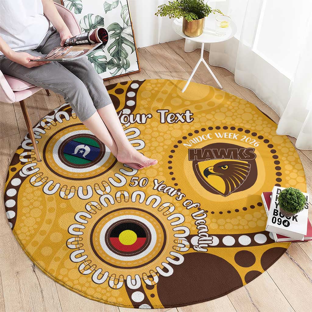 Hawthorn NAIDOC 2026 Personalised Round Carpet 50 Years of Deadly Aboriginal Art
