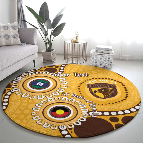 Hawthorn NAIDOC 2026 Personalised Round Carpet 50 Years of Deadly Aboriginal Art