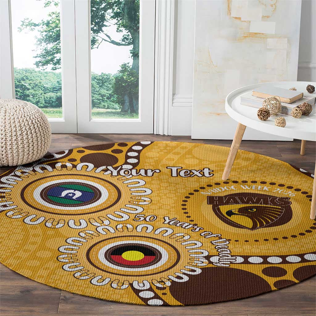 Hawthorn NAIDOC 2026 Personalised Round Carpet 50 Years of Deadly Aboriginal Art