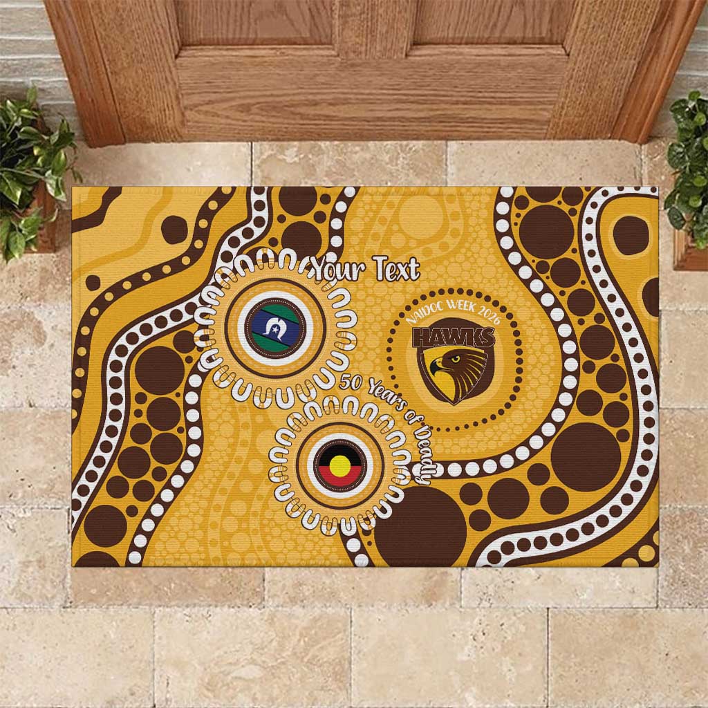 Hawthorn NAIDOC 2026 Personalised Rubber Doormat 50 Years of Deadly Aboriginal Art
