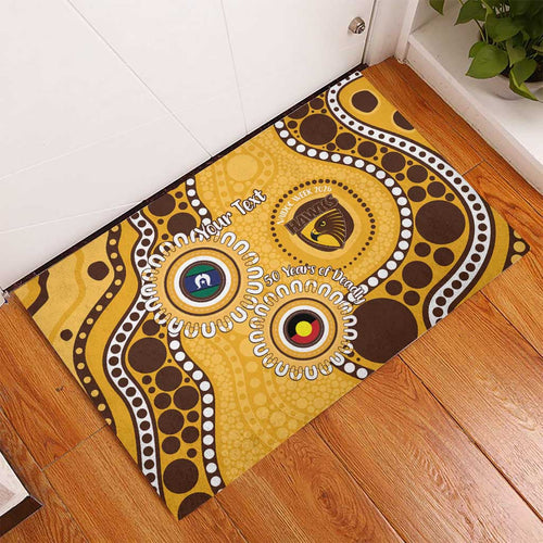 Hawthorn NAIDOC 2026 Personalised Rubber Doormat 50 Years of Deadly Aboriginal Art