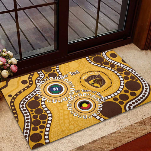 Hawthorn NAIDOC 2026 Personalised Rubber Doormat 50 Years of Deadly Aboriginal Art