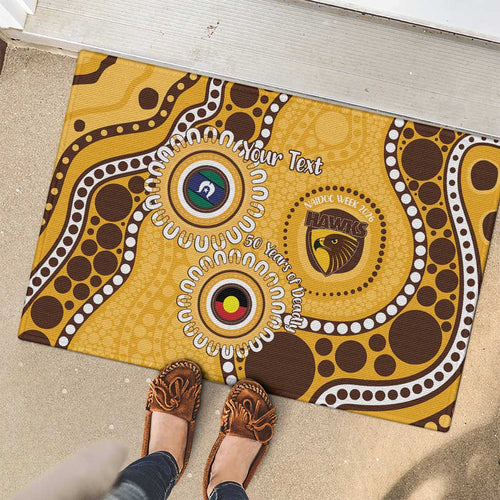 Hawthorn NAIDOC 2026 Personalised Rubber Doormat 50 Years of Deadly Aboriginal Art
