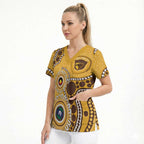 Hawthorn NAIDOC 2026 Personalised Scrub Top 50 Years of Deadly Aboriginal Art