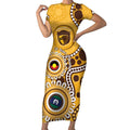 Hawthorn NAIDOC 2026 Personalised Short Sleeve Bodycon Dress 50 Years of Deadly Aboriginal Art