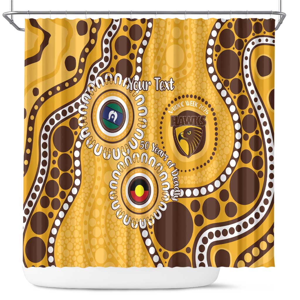 Hawthorn NAIDOC 2026 Personalised Shower Curtain 50 Years of Deadly Aboriginal Art