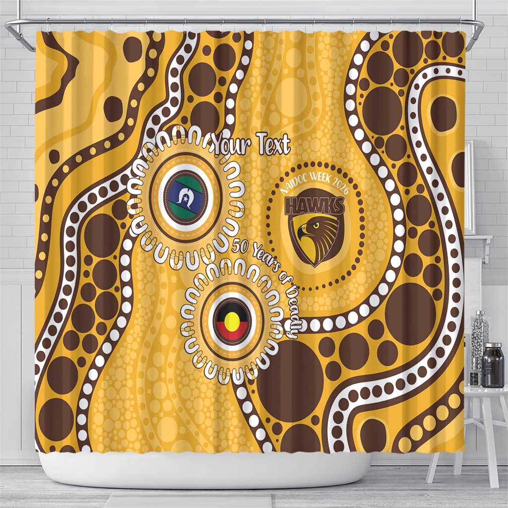 Hawthorn NAIDOC 2026 Personalised Shower Curtain 50 Years of Deadly Aboriginal Art