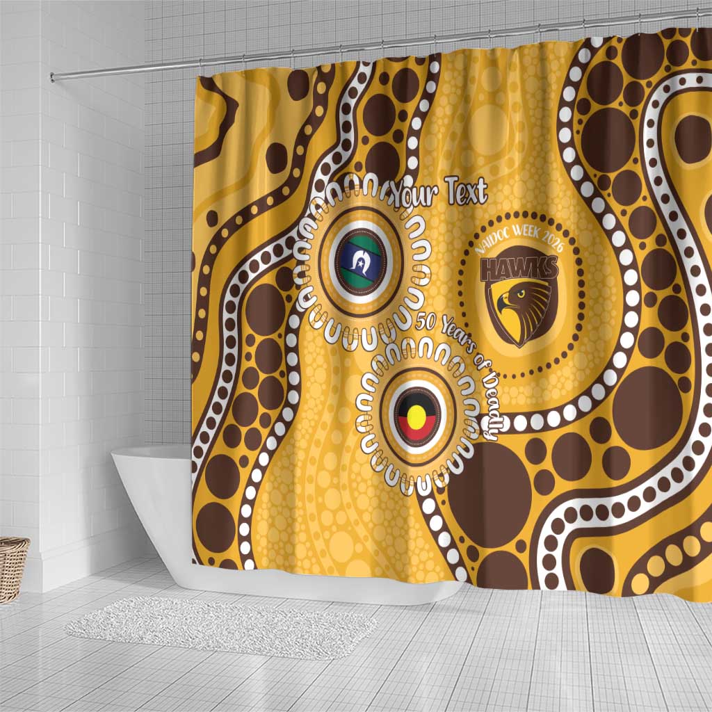 Hawthorn NAIDOC 2026 Personalised Shower Curtain 50 Years of Deadly Aboriginal Art