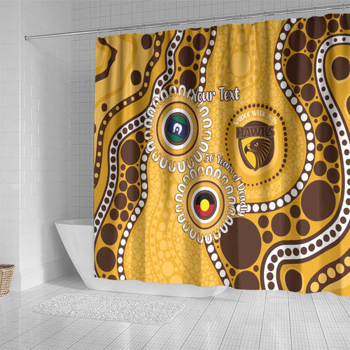 Hawthorn NAIDOC 2026 Personalised Shower Curtain 50 Years of Deadly Aboriginal Art
