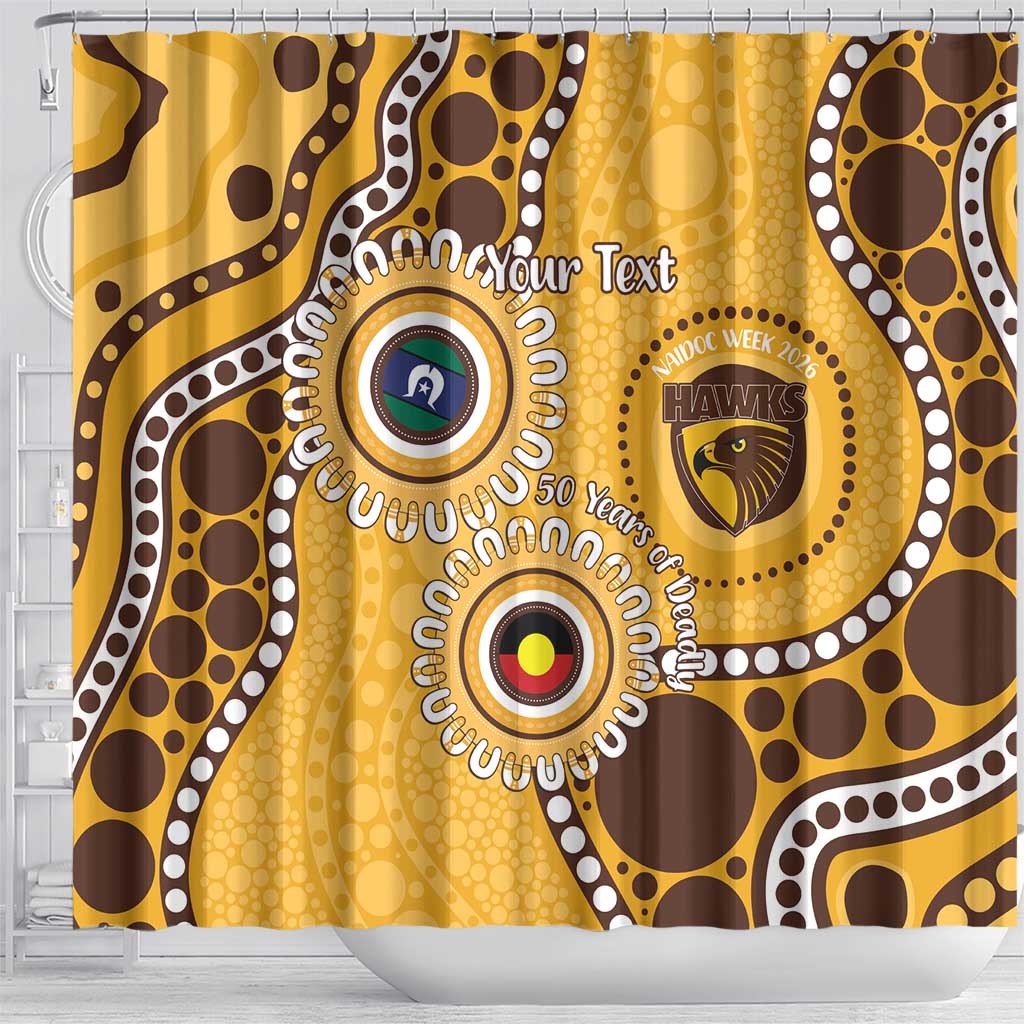 Hawthorn NAIDOC 2026 Personalised Shower Curtain 50 Years of Deadly Aboriginal Art