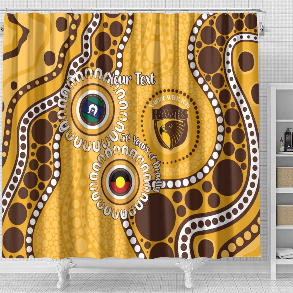 Hawthorn NAIDOC 2026 Personalised Shower Curtain 50 Years of Deadly Aboriginal Art