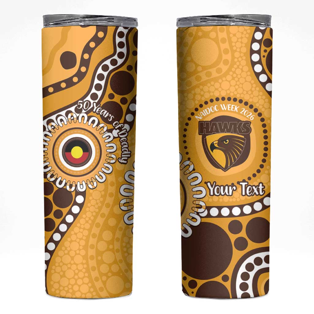 Hawthorn NAIDOC 2026 Personalised Skinny Tumbler 50 Years of Deadly Aboriginal Art
