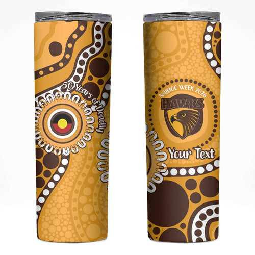 Hawthorn NAIDOC 2026 Personalised Skinny Tumbler 50 Years of Deadly Aboriginal Art