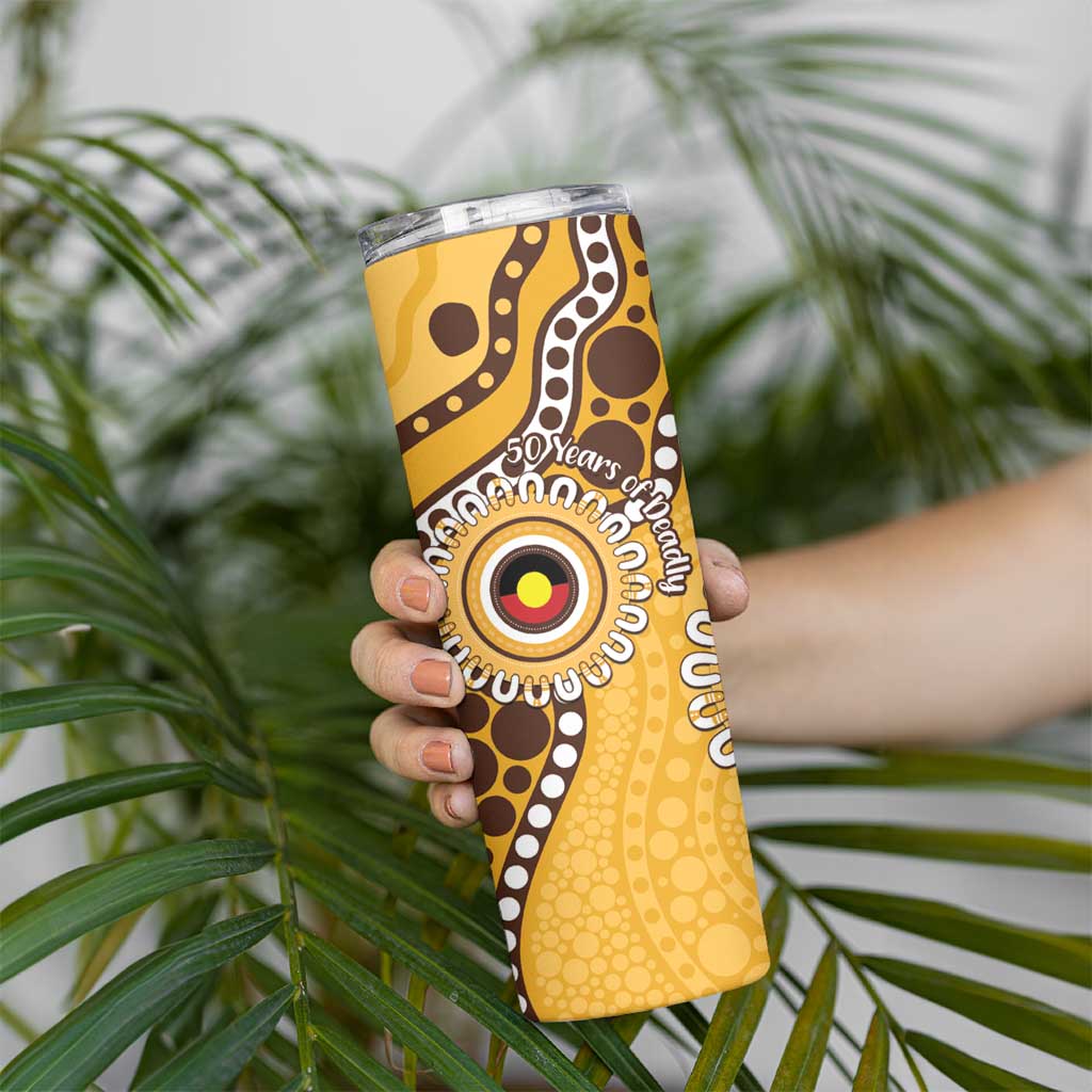 Hawthorn NAIDOC 2026 Personalised Skinny Tumbler 50 Years of Deadly Aboriginal Art