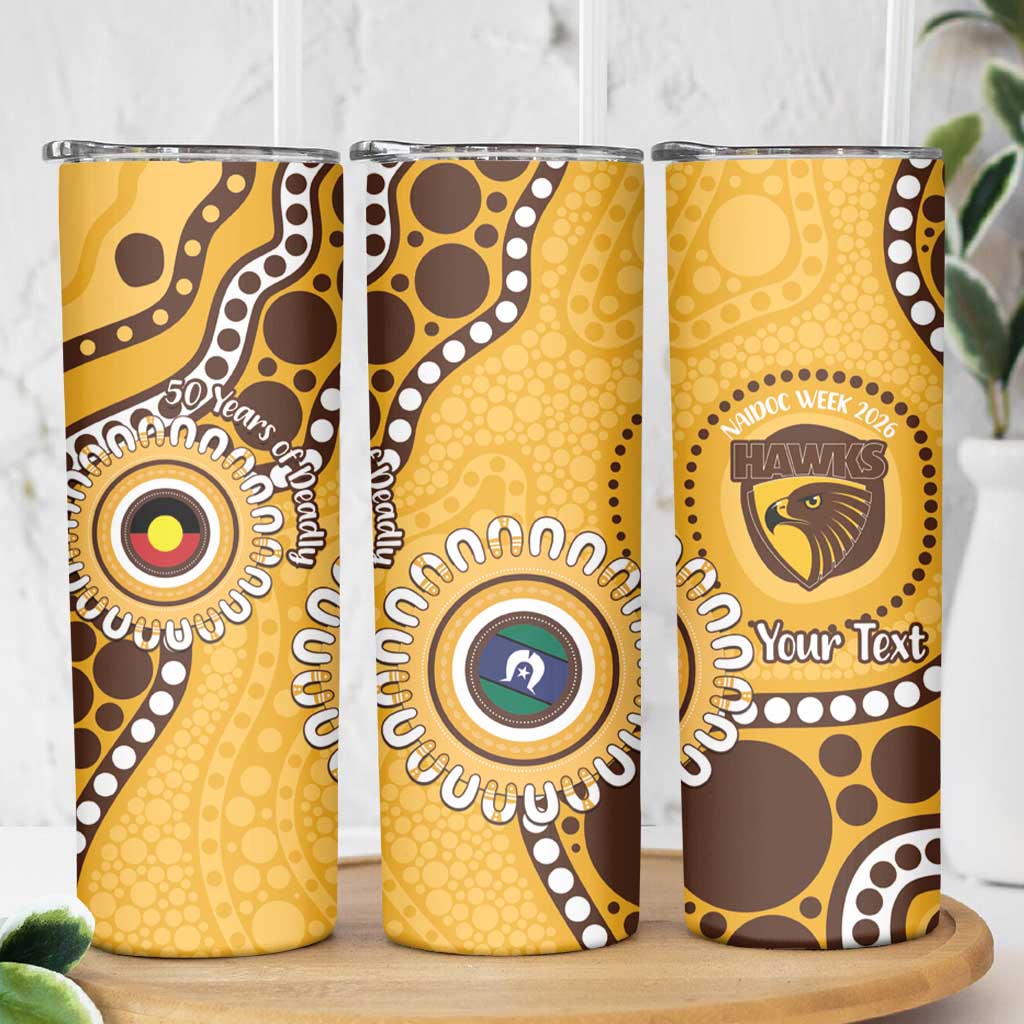 Hawthorn NAIDOC 2026 Personalised Skinny Tumbler 50 Years of Deadly Aboriginal Art