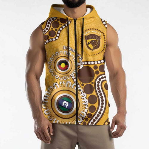 Hawthorn NAIDOC 2026 Personalised Sleeveless Zip Hoodie 50 Years of Deadly Aboriginal Art