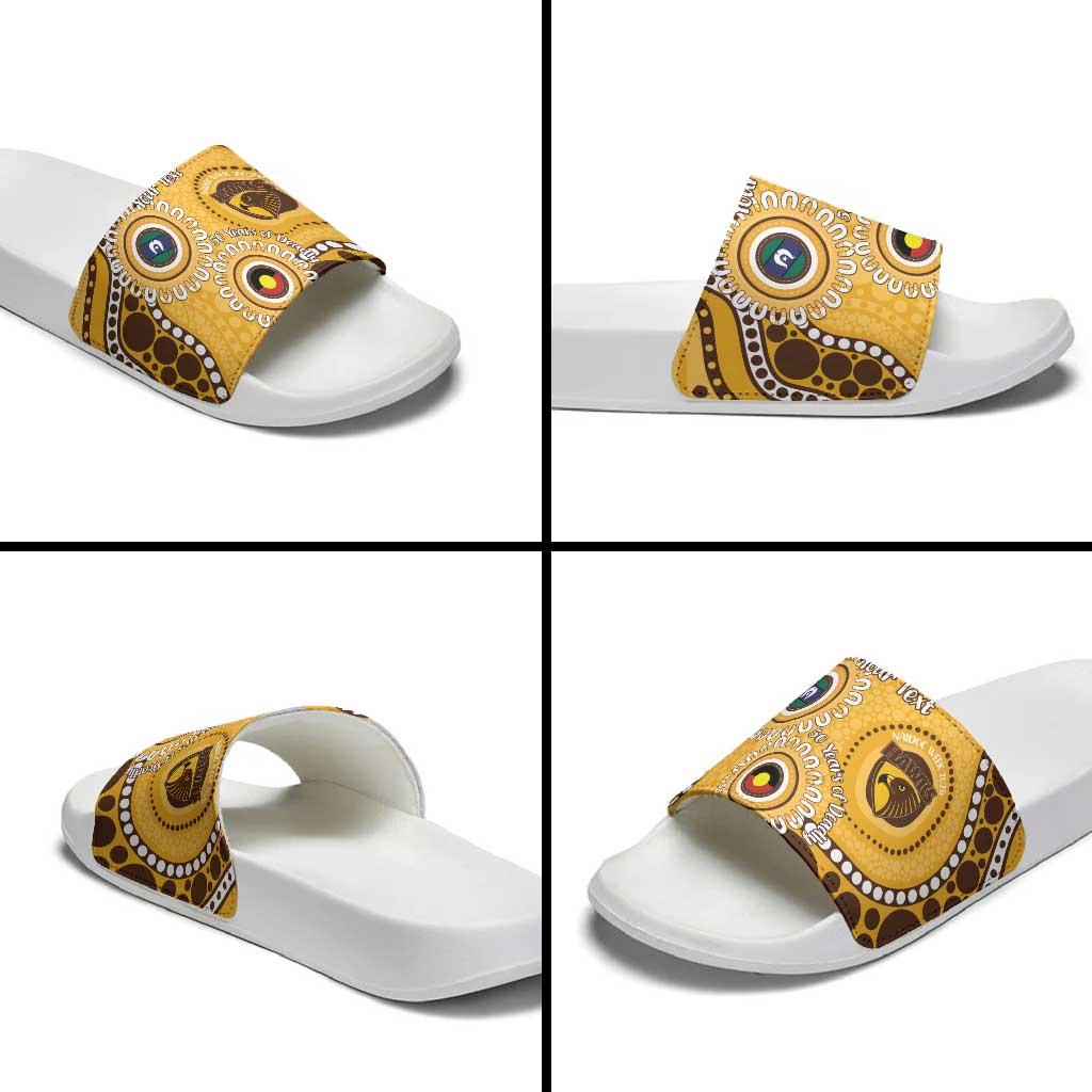 Hawthorn NAIDOC 2026 Personalised Slide Sandals 50 Years of Deadly Aboriginal Art