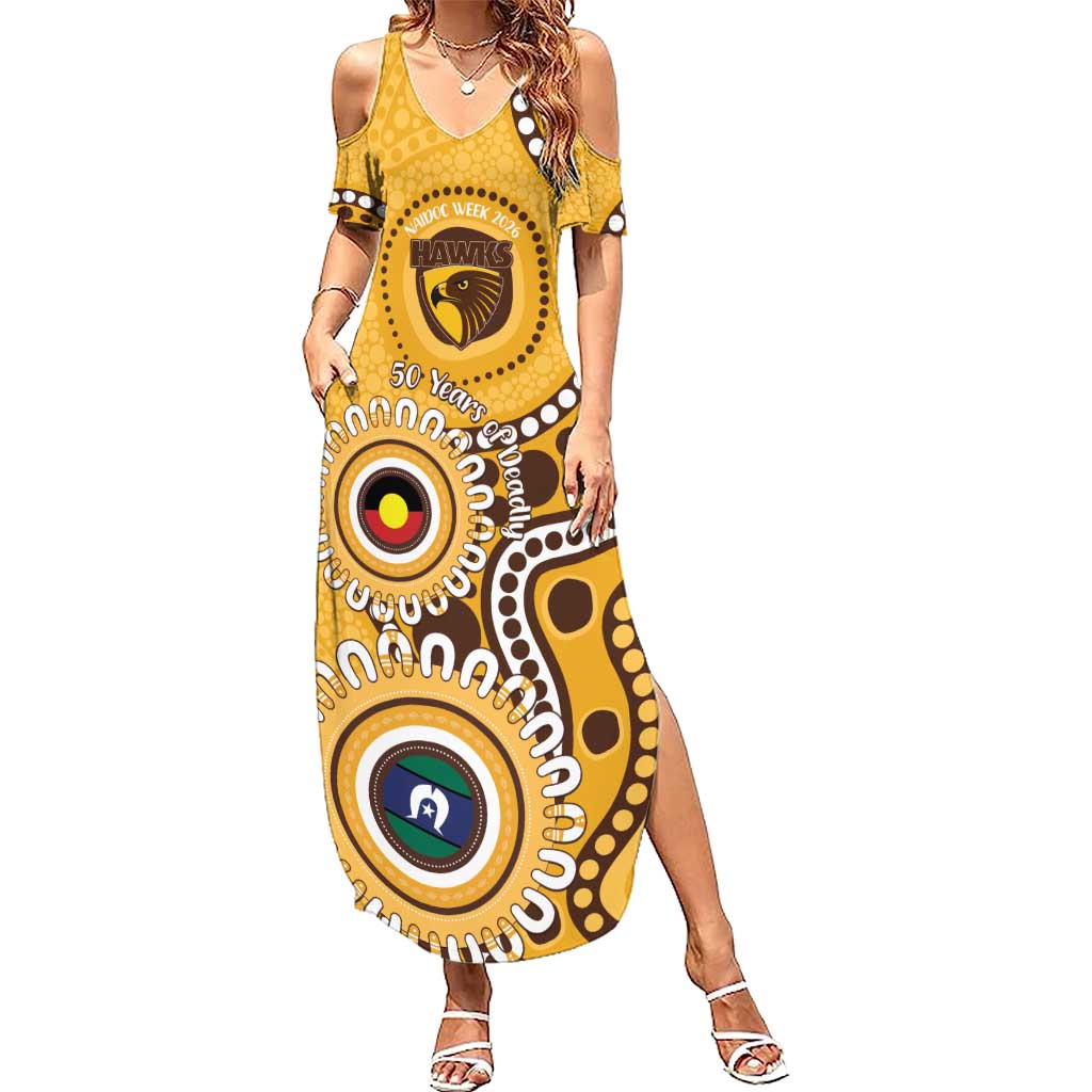 Hawthorn NAIDOC 2026 Personalised Summer Maxi Dress 50 Years of Deadly Aboriginal Art