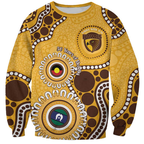 Hawthorn NAIDOC 2026 Personalised Sweatshirt 50 Years of Deadly Aboriginal Art