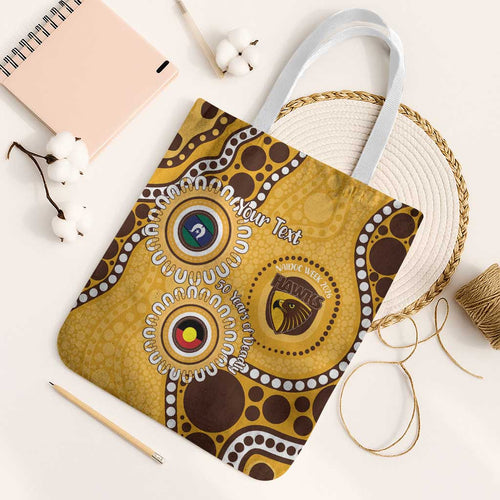 Hawthorn NAIDOC 2026 Personalised Tote Bag 50 Years of Deadly Aboriginal Art