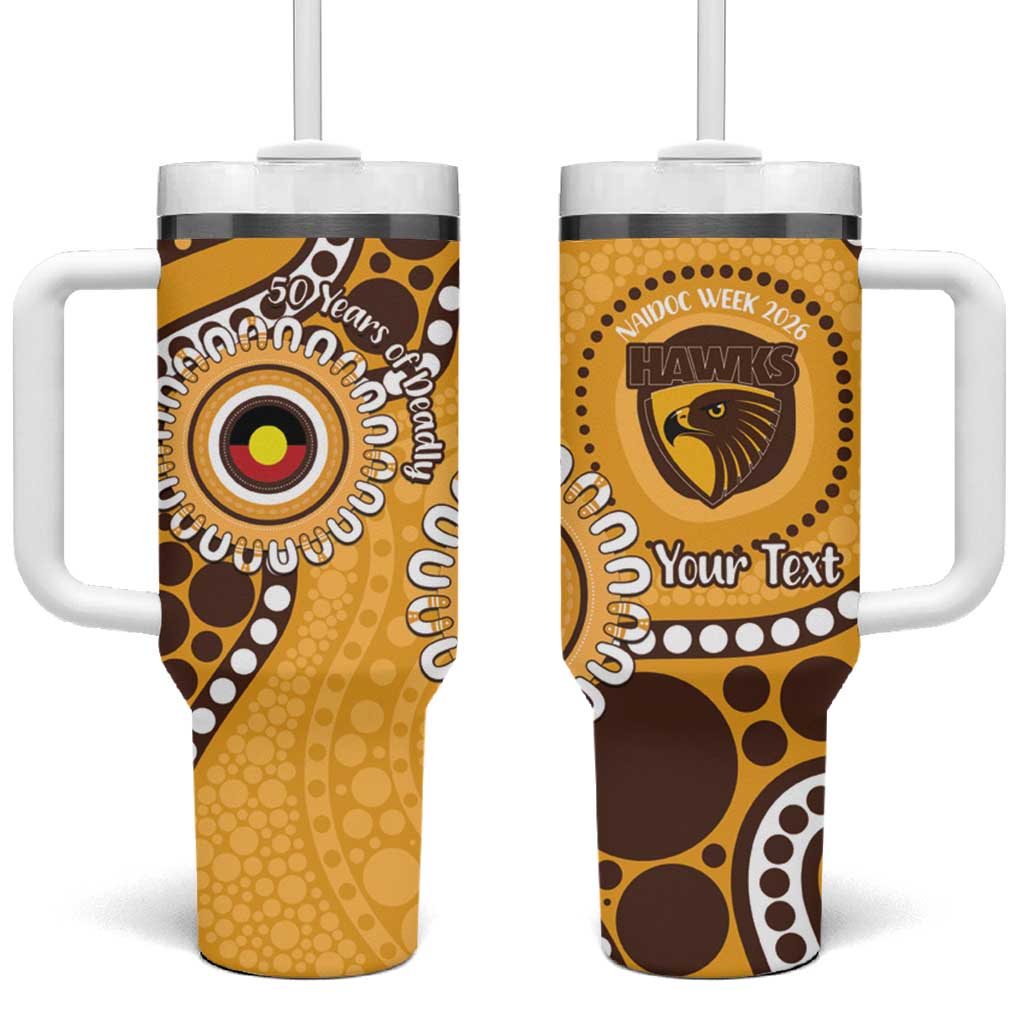Hawthorn NAIDOC 2026 Personalised Tumbler With Handle 50 Years of Deadly Aboriginal Art