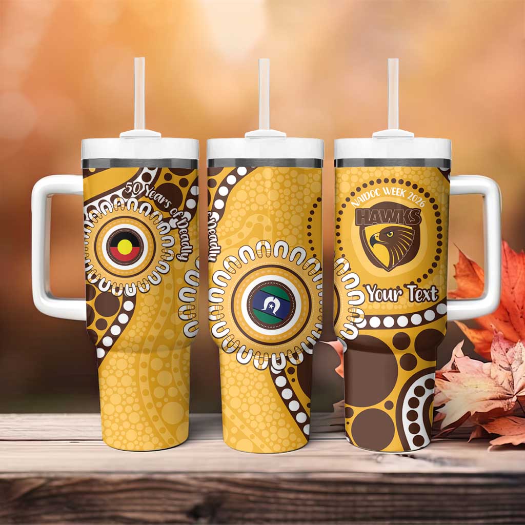 Hawthorn NAIDOC 2026 Personalised Tumbler With Handle 50 Years of Deadly Aboriginal Art